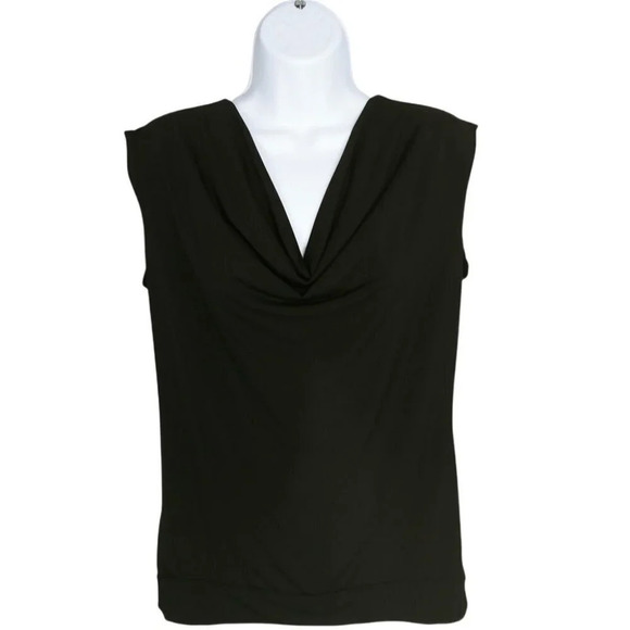 Reitmans  Black Top With Cowl Neckline Lace Back S - Picture 1 of 8